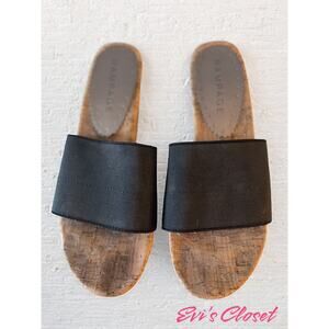 Women's Rampage Black Cork Wedge Heels Slip In Sz 8